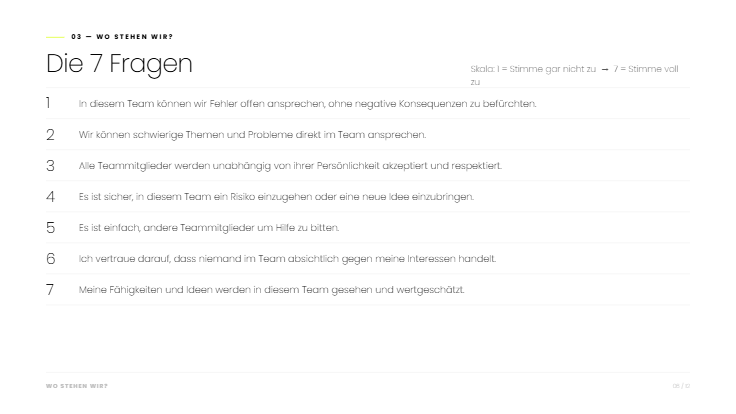 Folie: Die 7 Fragen
